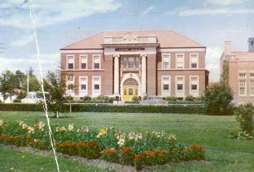 South view of the Old Court House, from City Hall Park (1955); Red Deer and District Archives, gf-86-25-nov-90-1
