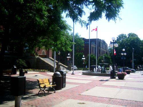Phoenix Square, located on the corner of Queen and York streets, historically a centre of trade, business, and leisure; City of Fredericton