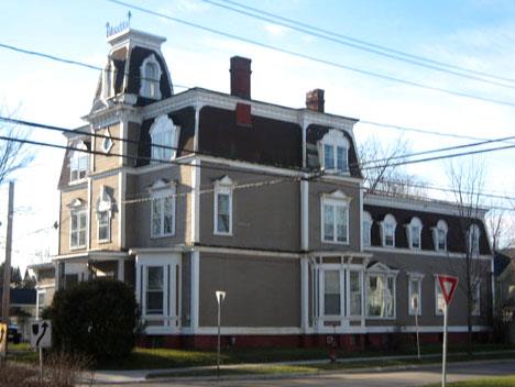 Image of the Neil House, showing Second Empire style elements; City of Fredericton