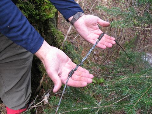 Wire splice from Yukon Telegraph line, found near Bell Cabin 2; Regional District of Kitimat-Stikine, 2009