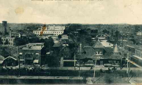 A vintage image of the Petrolia Public Library, seen here in 1908.; Petrolia Public Library, 2010.