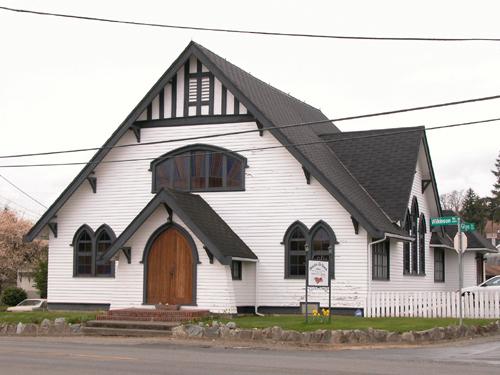 Exterior view of the Wilkinson Road Methodist Church.; Derek Trachsel, District of Saanich, 2004.