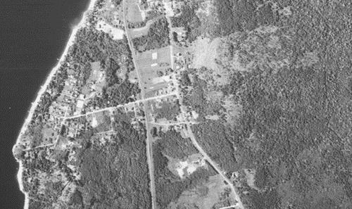 Aerial view of Pamdenec, 1945; Saint John Jewish Historical Society