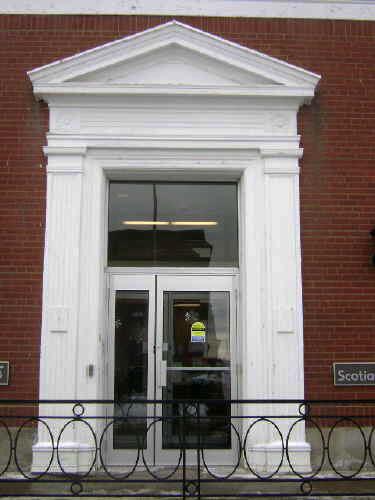 This photograph illustrates the entrance of the bank building, 2009; Town of St. Andrews