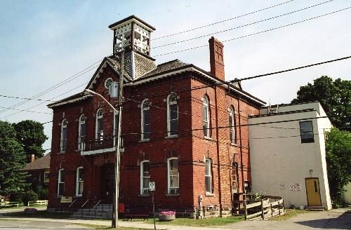 Southwest exterior of Acton Town Hall; OHT, 1986