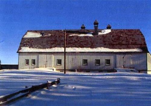 Side (west) view of the Cattle Barn Building 14 on the Indian Head research Station; Agriculture Canada n.d.