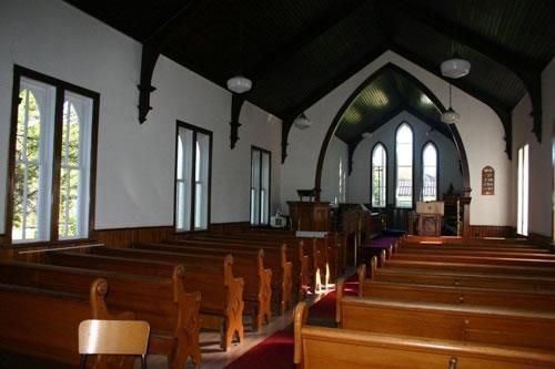 Interior view of Holland Emmanuel Historical Church, Holland, 2013; Historic Resources Branch, Manitoba Culture, Heritage and Tourism, 2013