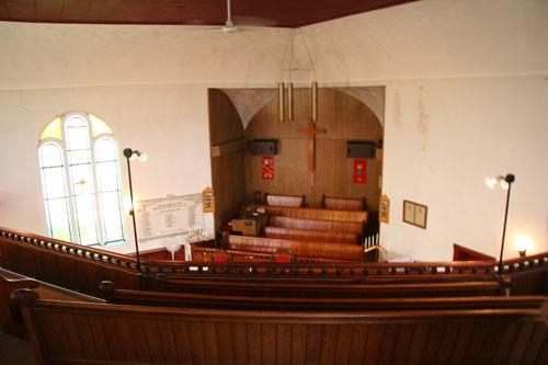 View from the gallery of St. Andrew's United Church, Manitou, 2011.; Historic Resources Branch, Manitoba Culture, Heritage and Tourism, 2011