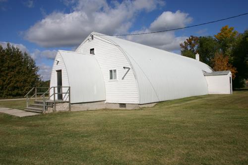 View from the southeast of Holmfield Centennial Hall, Holmfield, 2011.; Historic Resources Branch, Manitoba Culture, Heritage and Tourism, 2011