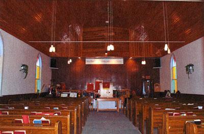 Interior view of Amherstburg First Baptist Church; Parks Canada Agency | Agence Parcs Canada, J. Cousineau.
