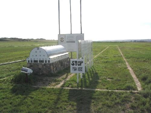 Photo of the site and barn model (facing west), 2004.; Government of Saskatchewan, Marvin Thomas, 2004.