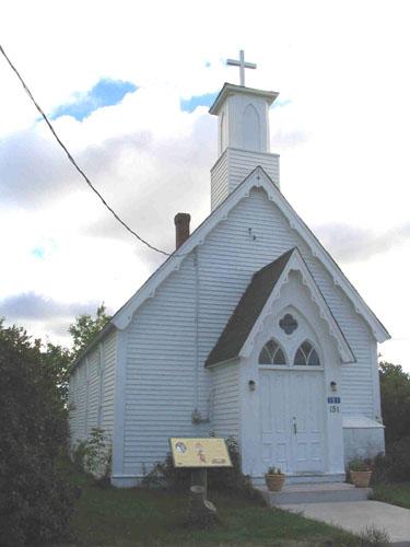 View of St. John the Evangelist Anglican Church from Queen Street, 2004.; Village of Rexton