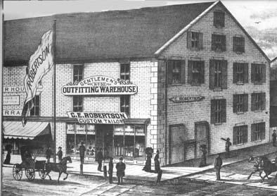 Showing window placement, brickwork, quoins, and raised parapet gable ends; Meacham's Atlas of PEI, 1880