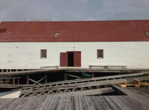 View of the side façade of Salmon Store, Battle Harbour, NL. ; © HFNL 2013 