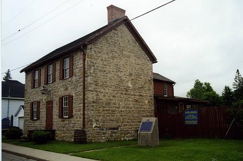 Prescott Barracks showing OHT plaque located on the property, 2001; OHT, 2001