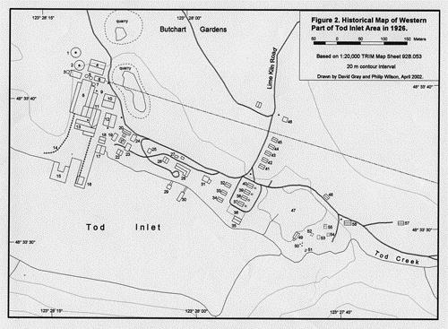 Map of western portion of Tod Inlet, 1926. Courtesy of David R. Gray.; David R. Gray, 2002
