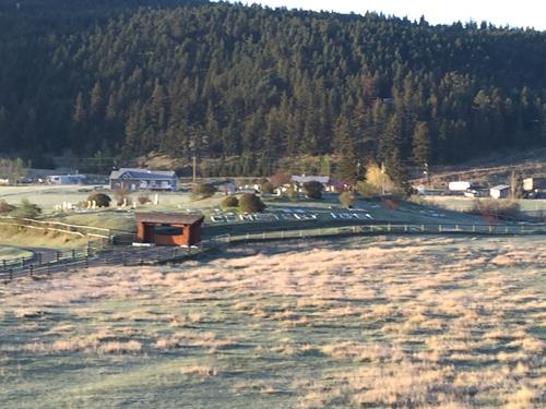 Clinton Pioneer Cemetery, aerial view; Village of Clinton, 2016