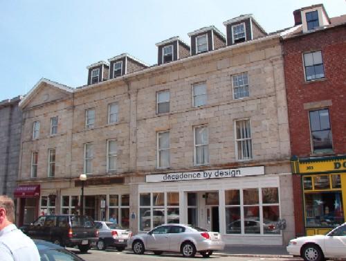 Exterior photo, front facade, O'Dwyer Block, Water Street, St. John's, Newfoundland, July 14, 2004.; HFNL 2005