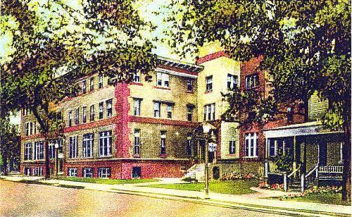 Artist's rendering shows tower on north side, removed in 1973.; City of Windsor Collection