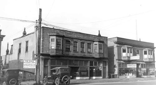Exterior view of the Coronation Block, historic photograph; North Vancouver Museum and Archives, #2004