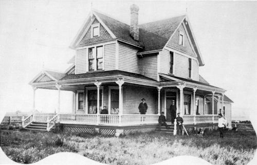 John Stewart and family on the verandah of their Elgin area home, circa 1900; Surrey Museum and Archives