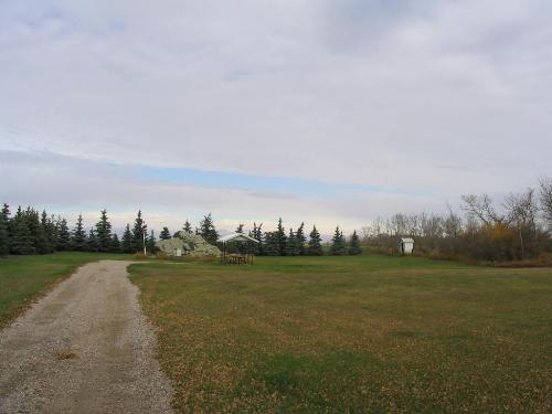 View of landscaped space that surrounds the Rock, 2004.; Government of Saskatchewan, Jennifer Bisson, 2004.