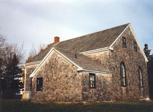 Rear elevation, Old Guysborough Court House Museum, Guysborough, 1989.; Heritage Division, NS Dept. of Tourism, Culture and Heritage, 1989