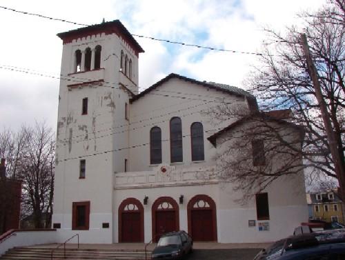 View of main facade of Cochrane Street United Church, St. John's, NL before restoration.; © HFNL 2004