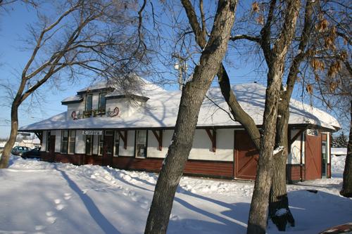 View of the main elevation of the Arborg Canadian Pacific Railway Station, Arborg 2005; Historic Resources Branch, Manitoba Culture, Heritage & Tourism 2005