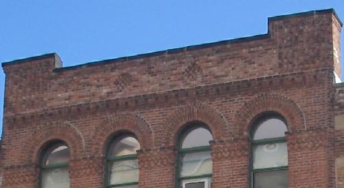 Showing detail of decorative brickwork; City of Charlottetown, Natalie Munn, 2005