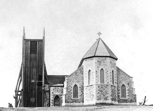 Exterior view of Holy Trinity Cathedral, 1898; New Westminster Public Library, NWPL 614