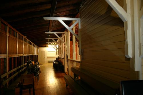 View of the promenade inside the Gimli Dance Pavilion, Gimli, 2004; Historic Resources Branch, Manitoba Culture, Heritage, Tourism and Sport, 2005