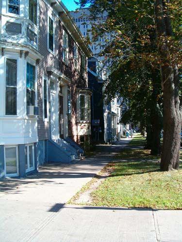 Streetscape from the corner of Spring Garden Road and Carlton Street looking south; Carlton Victorian Streetscape, Halifax, 2005.; Heritage Division, NS Dept. of Tourism, Culture and Heritage, 2005