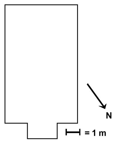 Footprint of the Methodist Schoolhouse / Society of United Fishermen Hall, Trinity. Drawn by Andrea O'Brien; HFNL 2005