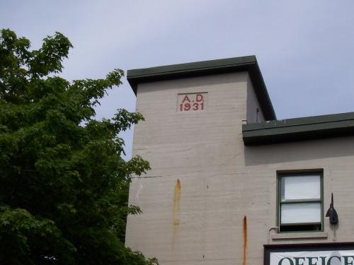Close up view of freight shaft with 1931 inscription, 007 Plank Road, St. John's, NL.  Photo taken June 22, 2005.; HFNL/ Deborah O'Rielly 2005.