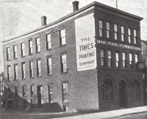 The Times Building with exposed brick.; Moncton Museum