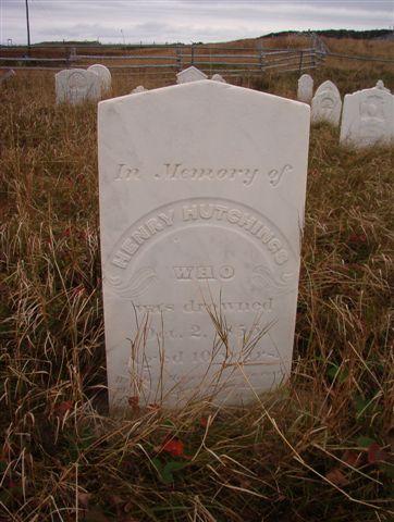 Earliest visible headstone, dated 1855.  Earlier markers may be buried or hidden by ground cover.; HFNL 2005
