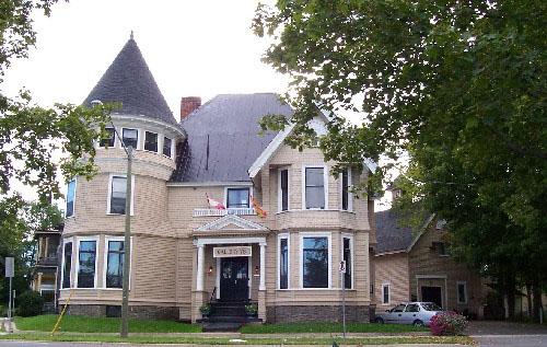 Gallery 78 front facing view, showing adjacent coach house; City of Fredericton 2004