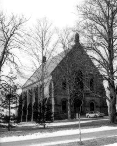 Front and side elevations of Convocation Hall, Windsor taken ca. 1995.; Heritage Division, NS Dept. of Tourism, Culture and Heritage, 1995.