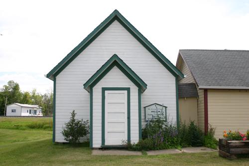 View, from the north, of St. George's Anglican Church, Strathclair, 2005; Historic Resources Branch, Manitoba Culture, Heritage, Tourism and Sport, 2005