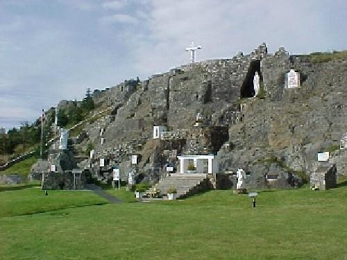 View of Our Lady of Lourdes Grotto, Flatrock, NL from front, right of center.  ; Used with permission of K. Bruce Lane Photography, www.lanephotography.com