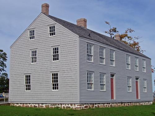 The restored Treitz house sits adjacent to the Peticodiac River and Bore Park in Moncton.  This is its 4th location since being built in c1769.; Moncton Museum