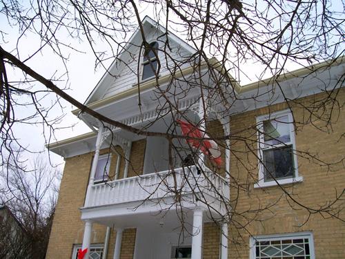 Balcony of Melita United Church Manse, Melita, 2005; Historic Resources Branch, Manitoba Culture, Heritage and Tourism 2006