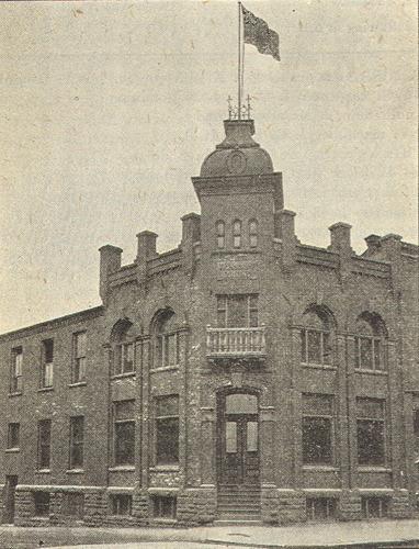 The Transcript Building, which replaced a wooden structure on the same site in 1900, is pictured here in a 1908 publication of the Moncton City Directory.; Moncton Museum