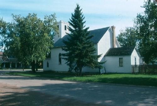View from north showing crenellated spire, 2002.; Government of Saskatchewan, Frank Korvemaker, 2002.