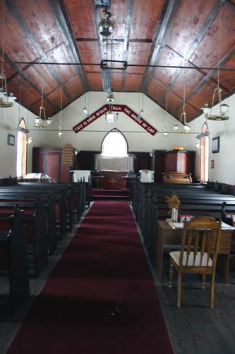 Interior view of St. Anne's Anglican Church, Poplar Point area, 2005; Historic Resources Branch, Manitoba Culture, Heritage and Tourism 2005