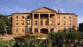 General view showing the balanced classical proportions of the exterior.; Parks Canada Agency / Agence Parcs Canada