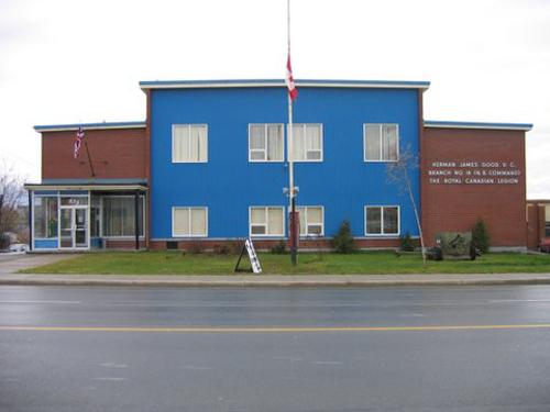 The Royal Canadian Legion Branch No. 18 is named after Corporal Herman James Good, a local from Bathurst who was a recipient of the Victoria Cross.; City of Bathurst