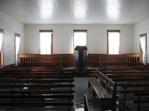 Interior of the Church of Swift Current Mennonite Heritage Village.; Clint Robertson, 2006.