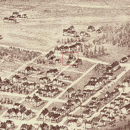 In 1888, the first evidence of a structure on the original site of the Bonaccord House appears.; Moncton Museum